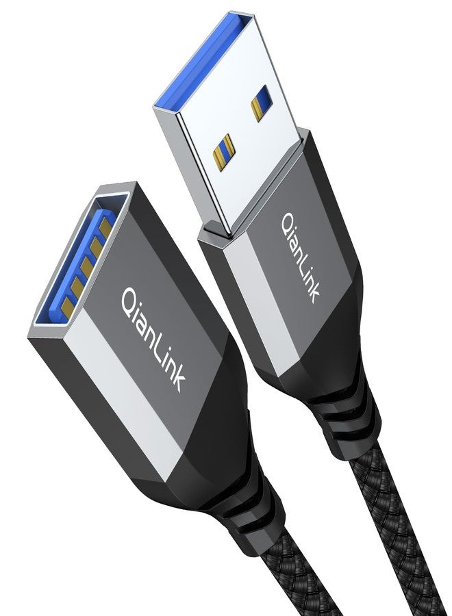 QianLink USB 3.0 Extension Cable (3.3FT), Nylon Braided USB Extender Compatible with Webcam, Camera, Phone, Hub, Mouse, Keyboard, Printer, Hard Drive, Headset (Gray) - Image 1