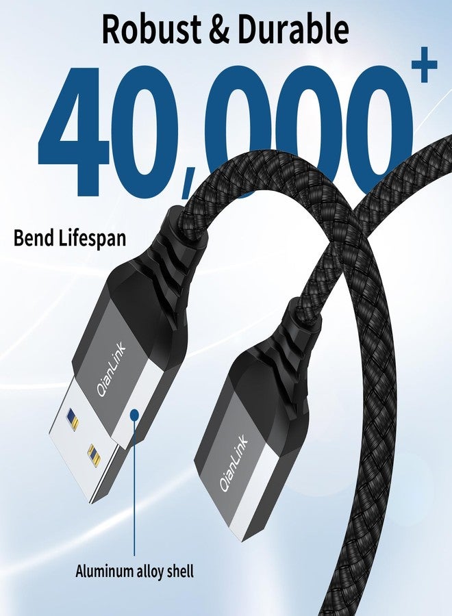 QianLink USB 3.0 Extension Cable (3.3FT), Nylon Braided USB Extender Compatible with Webcam, Camera, Phone, Hub, Mouse, Keyboard, Printer, Hard Drive, Headset (Gray) - Image 5