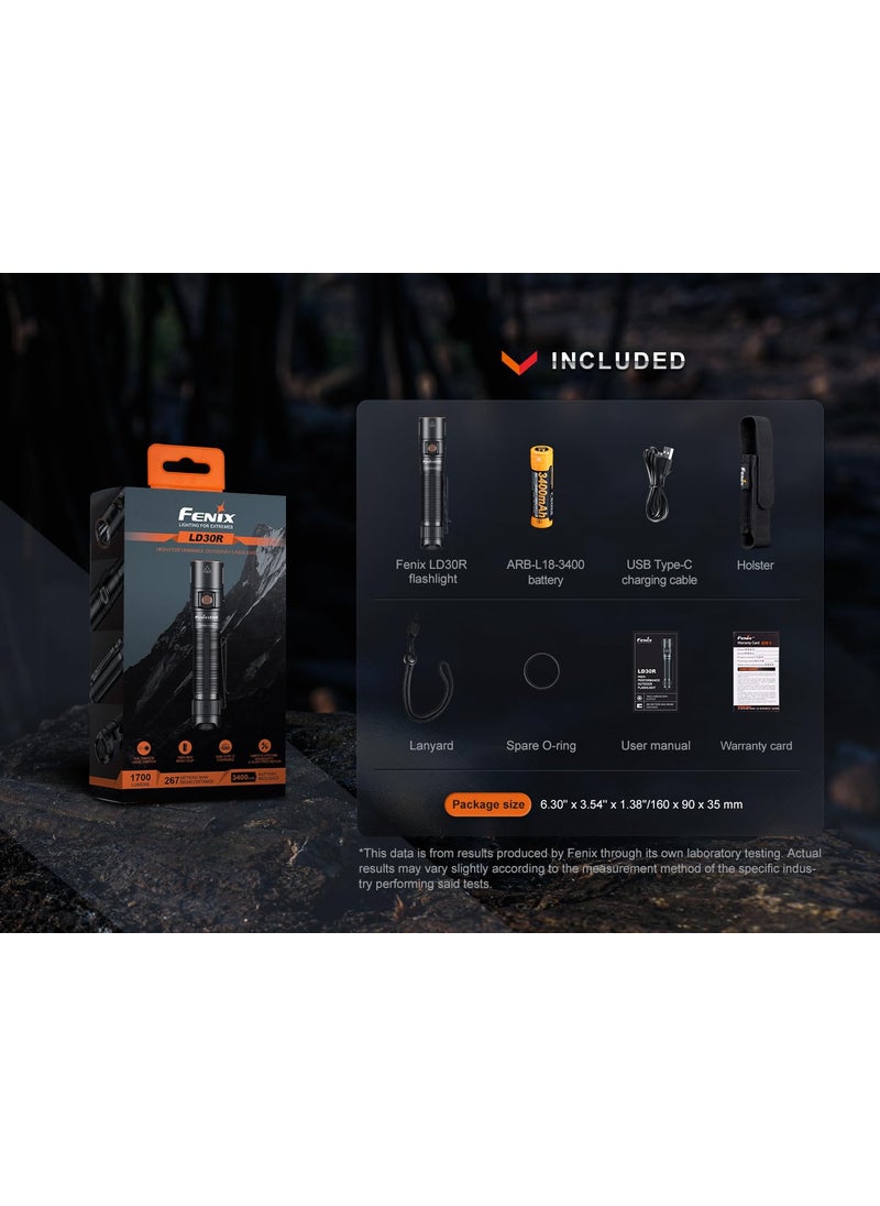 fenix Fenix LD30R EDC Flashlight 1700 Lumens USBC Rechargeable High Performance Flashlight  - Image 4