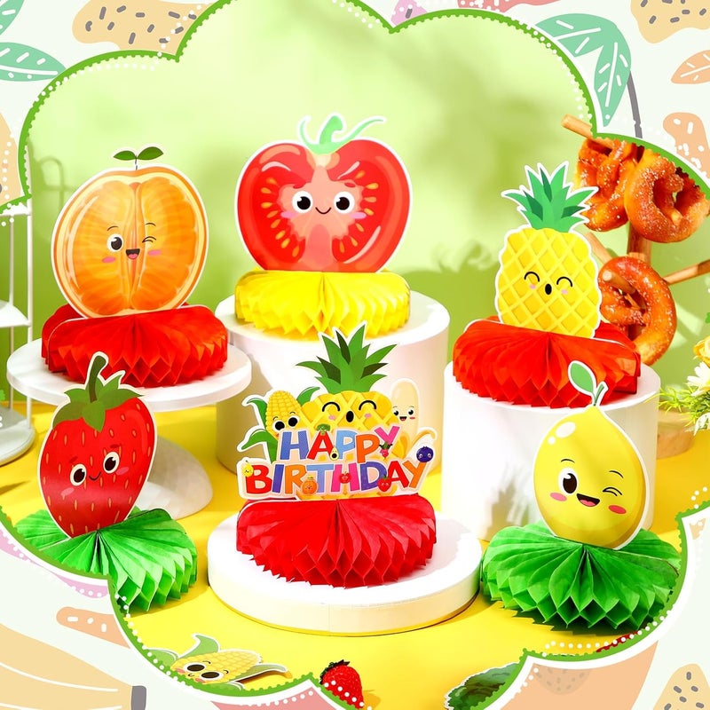 Geyoga 12 Sets Fruit Birthday Decorations Dancing Fruit Honeycomb Centerpiece Tutti Frutti Party Table Decor for Summer Tropical Theme Birthday Baby Shower Party Supplies Decorations - Image 5