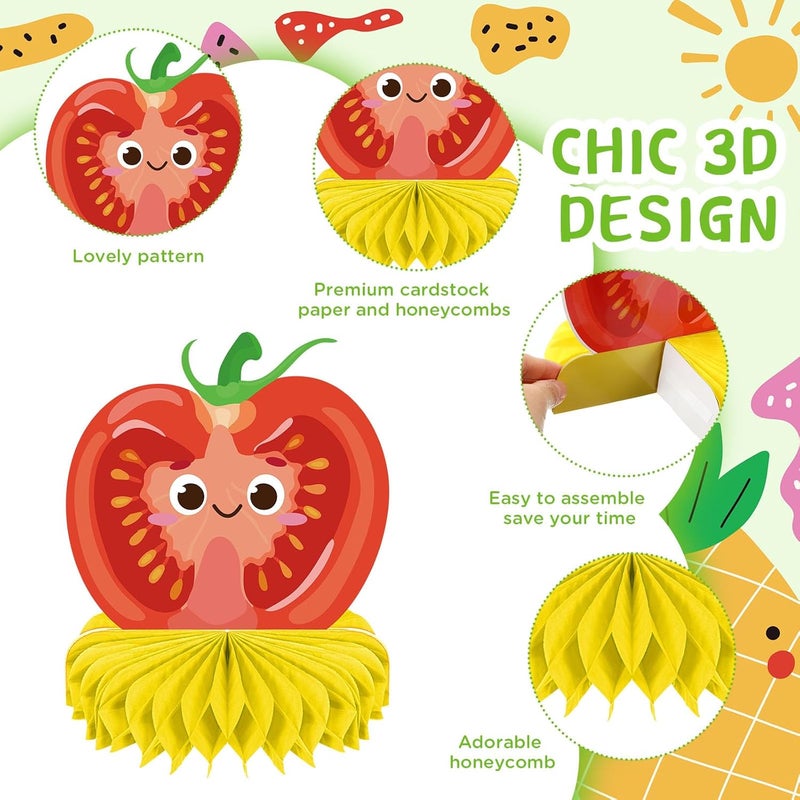 Geyoga 12 Sets Fruit Birthday Decorations Dancing Fruit Honeycomb Centerpiece Tutti Frutti Party Table Decor for Summer Tropical Theme Birthday Baby Shower Party Supplies Decorations - Image 3