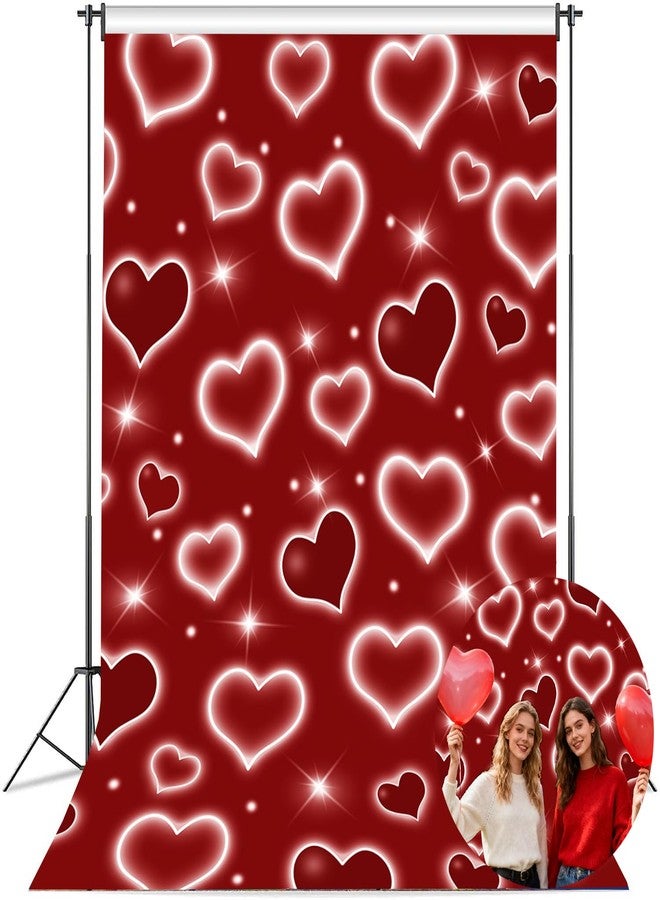 RUYI Early 2000s Photography Backdrop 5x7FT Red Heart Valentine Day Photo Background Sweet 16 18th 21th 30th Women Birthday Party Decorations Selfile Wall Decor - Image 1