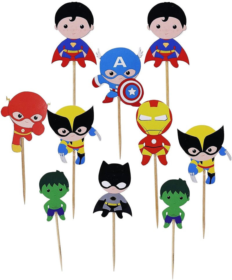 Confetti 24pc Cartoon Superhero Cupcake Topper for Kids Birthday Party Cake Decoration Supplies Super Heroes Cupcake Toppers Cupcake Toppers/Super Heroes Party Supplies/Superheroes Inspired - Image 3