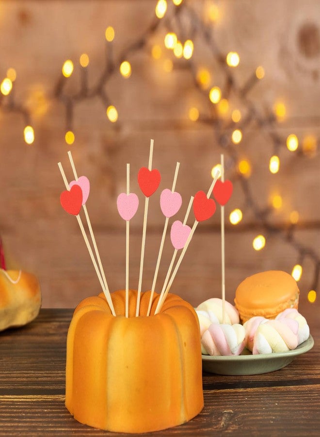 Jocomoni 100Pcs Heart Cocktail Picks, Valentines Day Red Pink Heart Bamboo Toothpicks Cocktail Sticks for Appetizers Fruit Food Drink Cake Valentine's Day Wedding Birthday Party Decoration, 4.7Inch - Image 5
