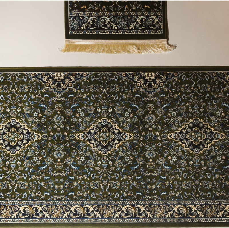 سجادتي مصلى الروضة من سجادتي يسع 5 أشخاص مستوحى من الروضة الشريفة في المدينة المنورة مناسب للمنزل أو الرحلات أخضر مقاس 250×110 سم - Image 4