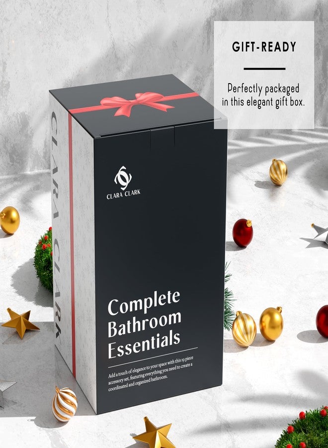 Clara Clark Bathroom Accessories Set - Christmas Bathroom Sets with Shower Curtain and Rugs, Xmas Bathroom Set, Christmas Shower Curtain Set with Bathroom Trash Can - 22PC Set - Image 3