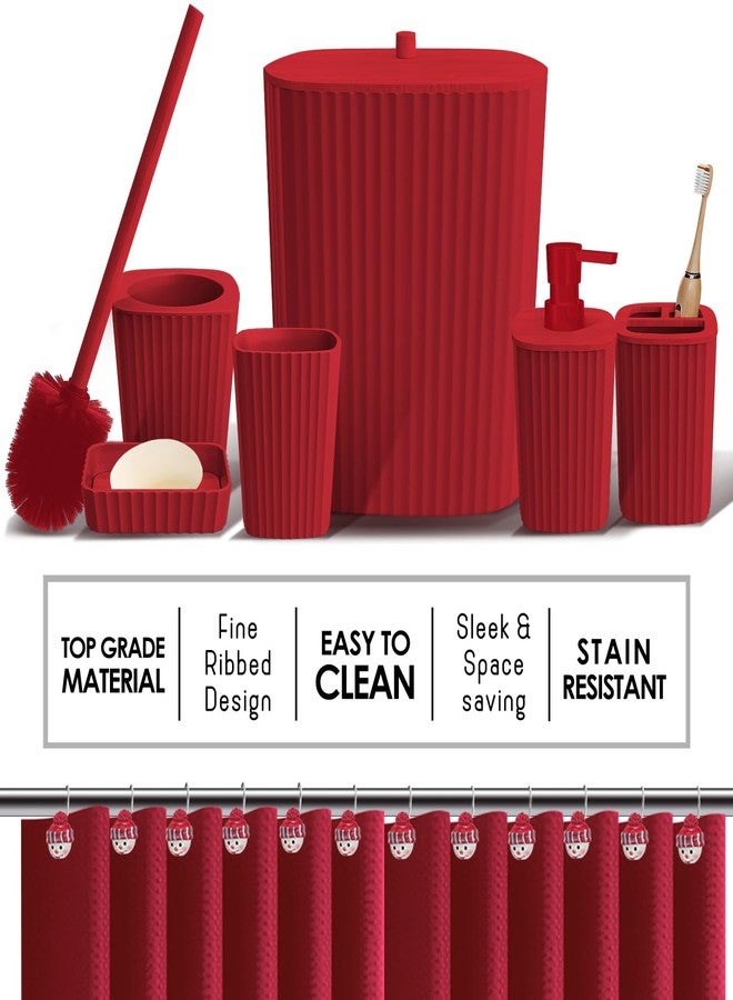 Clara Clark Bathroom Accessories Set - Christmas Bathroom Sets with Shower Curtain and Rugs, Xmas Bathroom Set, Christmas Shower Curtain Set with Bathroom Trash Can - 22PC Set - Image 5