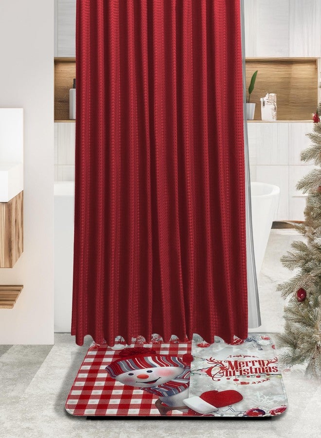 Clara Clark Bathroom Accessories Set - Christmas Bathroom Sets with Shower Curtain and Rugs, Xmas Bathroom Set, Christmas Shower Curtain Set with Bathroom Trash Can - 22PC Set - Image 2