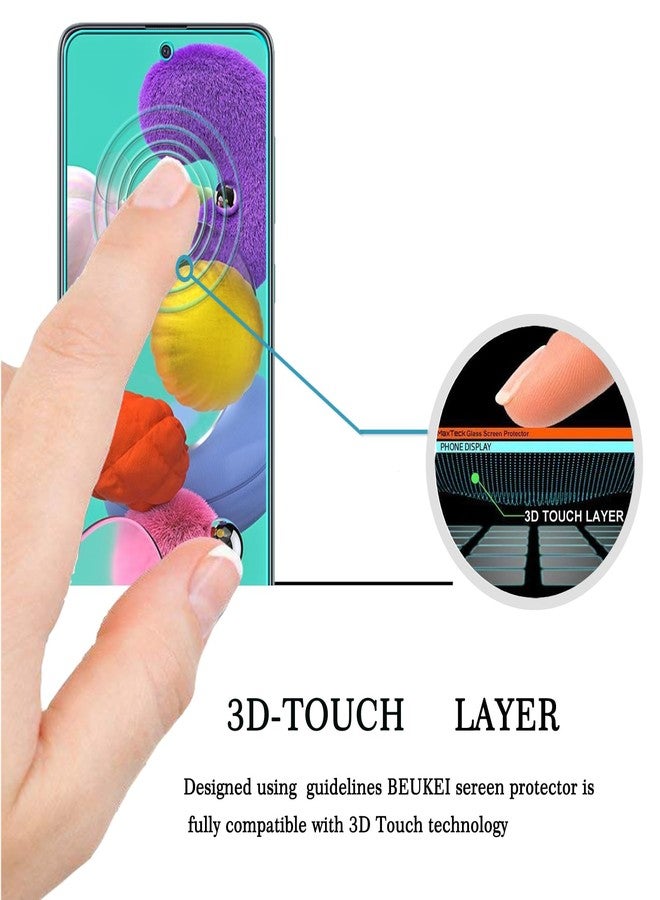 beukei (4 Pack) Designed for Samsung Galaxy A53 5G / A52 / A52 5G / A51 / A51 5G / A51 5G UW Screen Protector Tempered Glass,Touch Sensitive,Case Friendly - Image 3