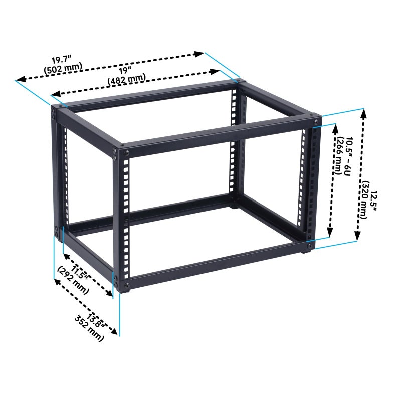 FMUSER 6U Open Frame Network Rack, Server Rack Shelf for Networking, Server, Audio and Video Equipment, Desktop AV Rack - Image 3