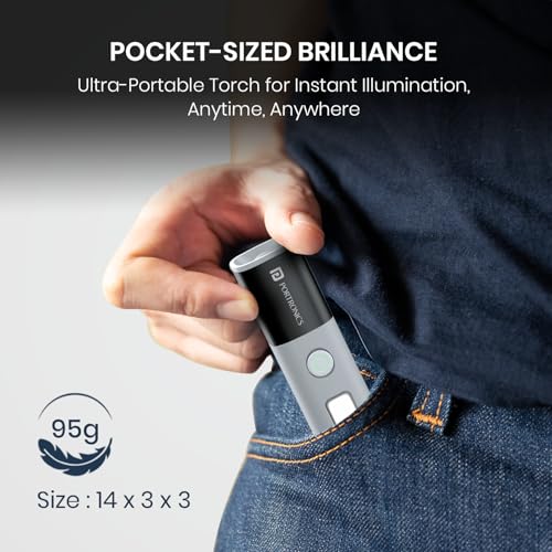 Portronics Eco Glow 2 Tactical Rechargeable Flashlight Torch for Car & Road Emergencies, Adjustable Focus with Telescopic Zoom, Dual Brightness & SOS Modes, 1200mAh Battery for Camping & Hiking - Image 4