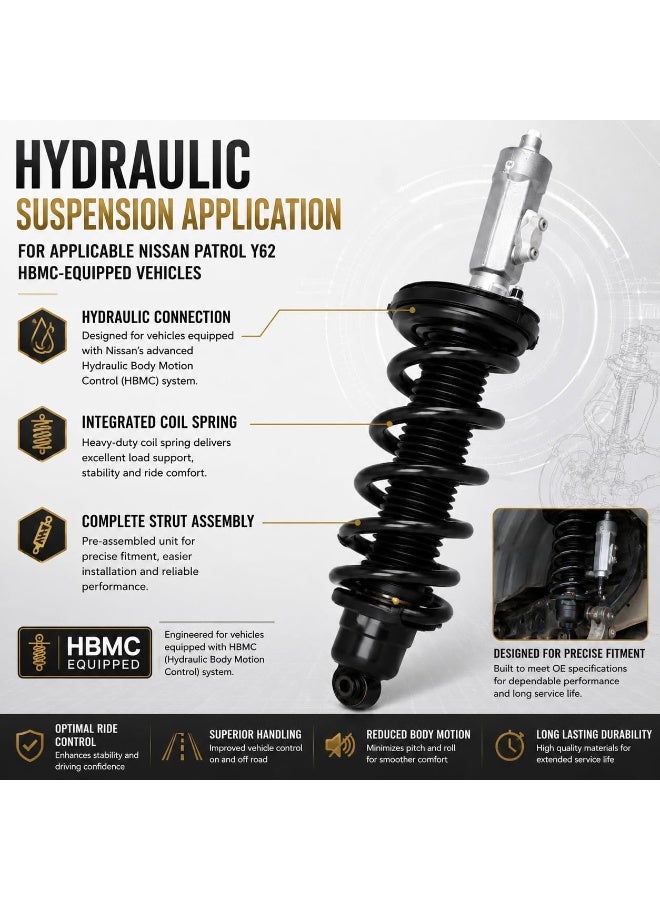 V DESIGN Front Hydraulic Shock Absorber & Coil Spring Strut Assembly for Nissan Patrol Y62 2010-2024+, HBMC Equipped, 5.6L V8 VK56VD, Replace OE E61011LB7A E61001LB7A - Image 3