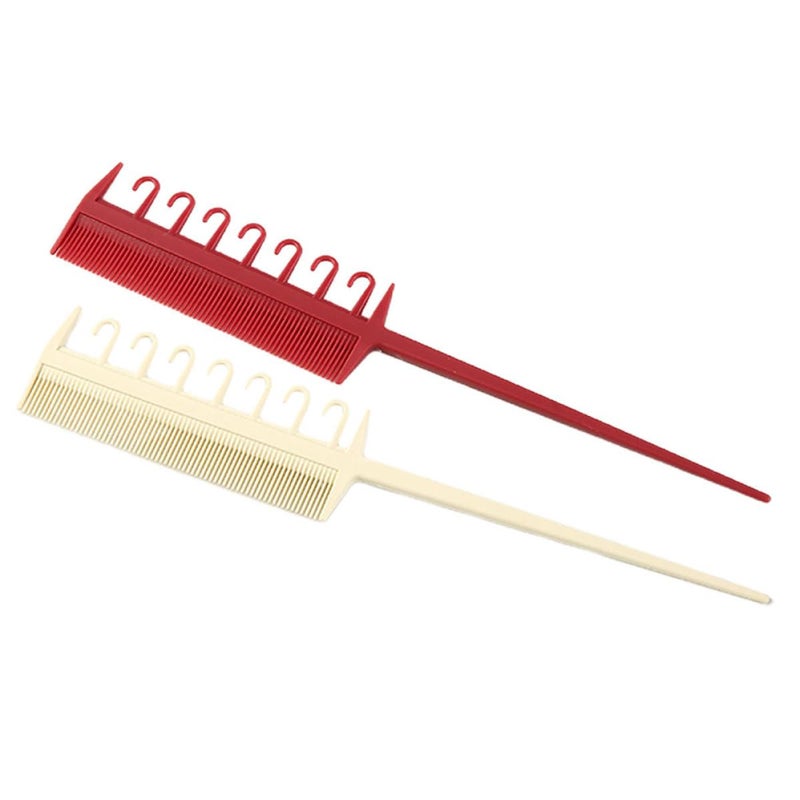 Professional Hairdressing Tail Comb Set 2 Piece with Hook Pointed Hair Dye Comb for Salon Home Styling - Image 2