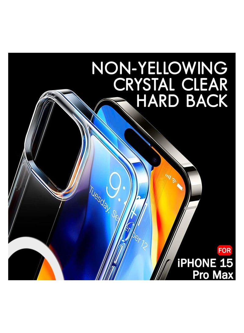 IPhone 15 Pro Max MagSafe Case Cover | Camera Protection | Hard Crystal Clear Back | Shockproof Bumper Case Cover for iPhone 15 Pro Max (Transparent) - Image 3