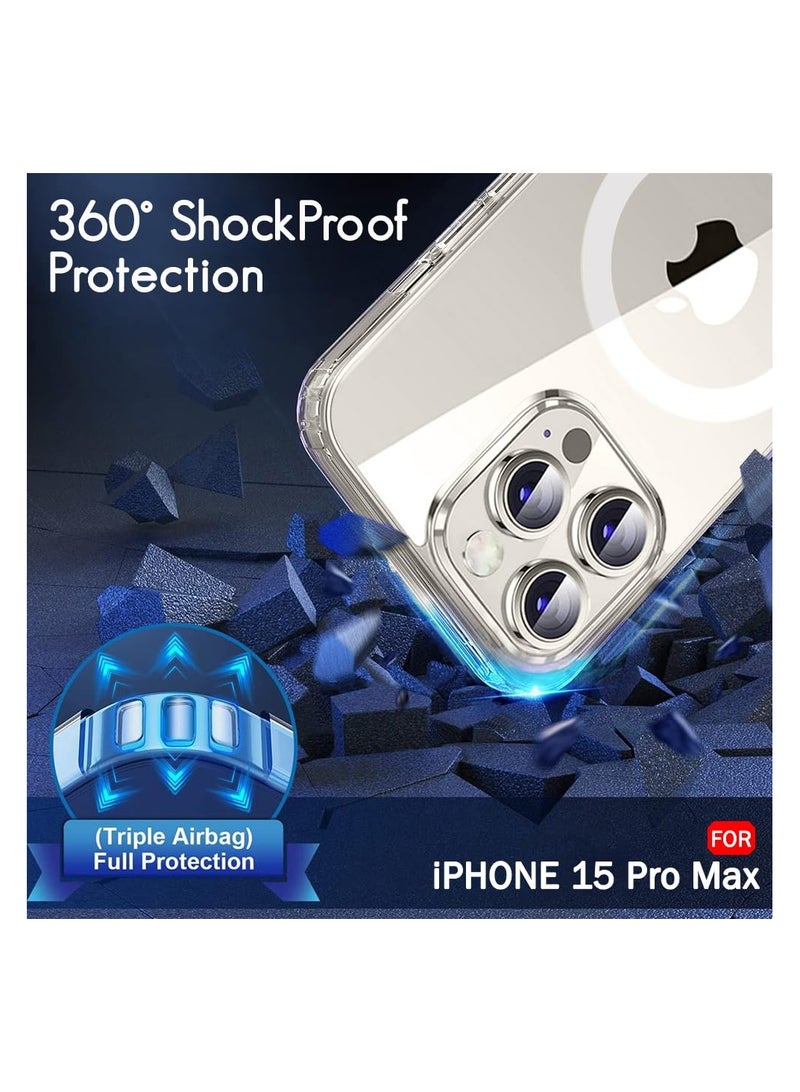 IPhone 15 Pro Max MagSafe Case Cover | Camera Protection | Hard Crystal Clear Back | Shockproof Bumper Case Cover for iPhone 15 Pro Max (Transparent) - Image 5