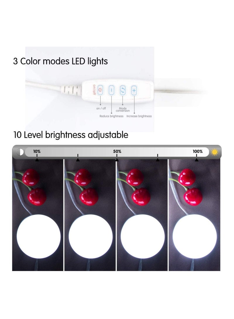 ELTRAZONE طقم إضاءة مرآة الزينة LED على طراز هوليوود مع 10 لمبات إضاءة قابلة للتعتيم لطاولة الزينة ومزود بمصدر طاقة وشريط إضاءة - Image 5