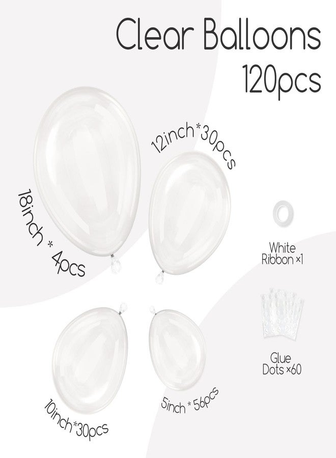 awenztech 120pcs Clear Balloons, 18 12 10 5 inch Transparent Balloons Different Sizes Clear Balloon Garland for Baby Shower Wedding Bridal Shower Birthday Party Decorations - Image 4