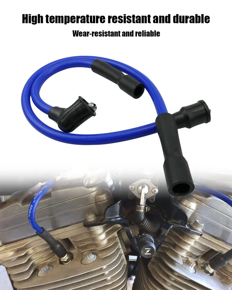 TIKSCIENCE 10mm Spark Plug Wire Fits for Harley Davidson Sportster 883 1200 XL 1986-2003, 2104-0143 - Blue Silicone - Image 4