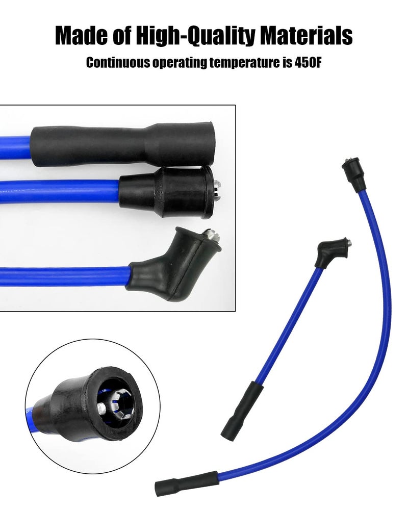 TIKSCIENCE 10mm Spark Plug Wire Fits for Harley Davidson Sportster 883 1200 XL 1986-2003, 2104-0143 - Blue Silicone - Image 3