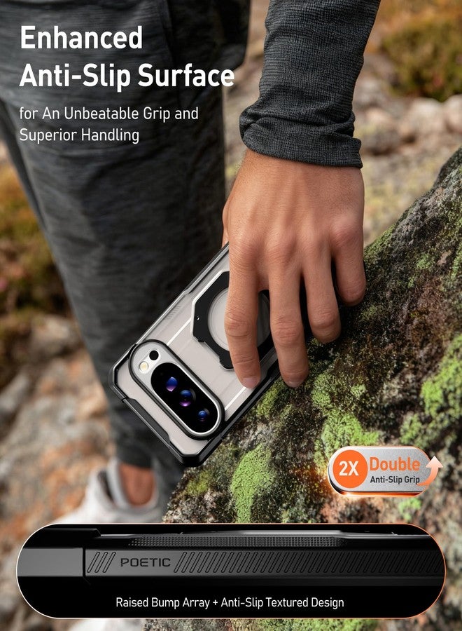 Poetic for Google Pixel 10 Pro XL Case, | Military Grade Drop Proof Protection Cover | 360° Rotate Magnetic Ring Kickstand | Tempered Glass Screen Protector | Compatible with MagSafe | Black/Clear - Image 4