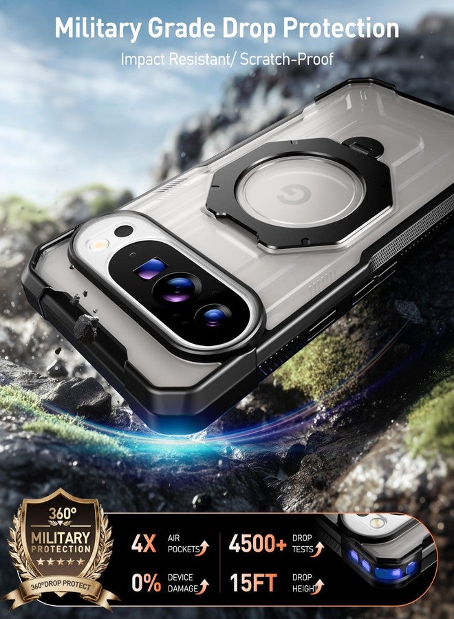 Poetic for Google Pixel 10 Pro XL Case, | Military Grade Drop Proof Protection Cover | 360° Rotate Magnetic Ring Kickstand | Tempered Glass Screen Protector | Compatible with MagSafe | Black/Clear - Image 5