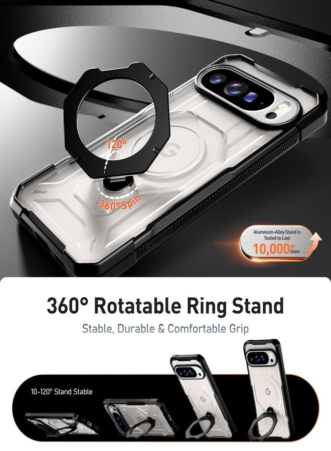 Poetic for Google Pixel 10 Pro XL Case, | Military Grade Drop Proof Protection Cover | 360° Rotate Magnetic Ring Kickstand | Tempered Glass Screen Protector | Compatible with MagSafe | Black/Clear - Image 3
