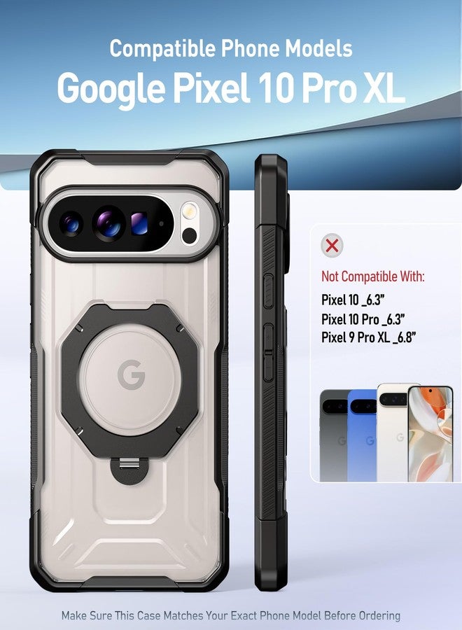 Poetic for Google Pixel 10 Pro XL Case, | Military Grade Drop Proof Protection Cover | 360° Rotate Magnetic Ring Kickstand | Tempered Glass Screen Protector | Compatible with MagSafe | Black/Clear - Image 2