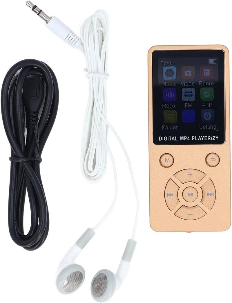 مشغل MP3 MP4 بشاشة ملونة بحجم 1.8 بوصة، مشغل موسيقى محمول عالي الدقة (ذهبي) - Image 3