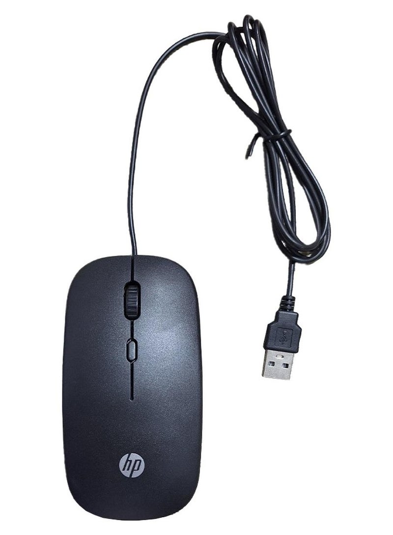 HP ماوس ألعاب سلكي S02 للكمبيوتر المحمول والكمبيوتر الشخصي، ماوس 4 أزرار 1000 و1600 DPI، محرك بصري عالي الجودة - أسود - Image 1
