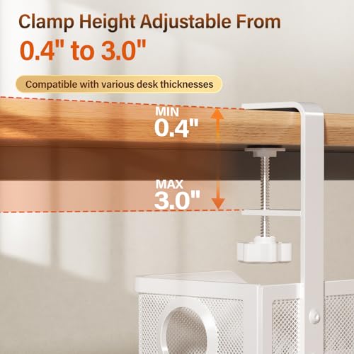 Cinati [Upgraded] 2 Pack Under Desk Cable Management Tray, Cinati Cord Organizers for Table Thickness up to 3", 16" Wire Organization with Clamp No Drill, Cable Management Box for Office - No Damage to Desk - Image 3