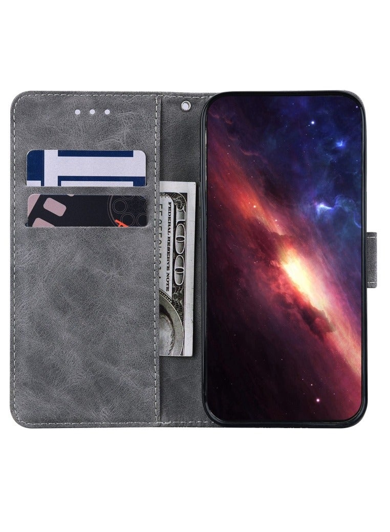 حافظة هاتف انفينيكس هوت 9 نوت 7 لايت من الجلد المنقوش بشكل هندسي باللون الرمادي - Image 4