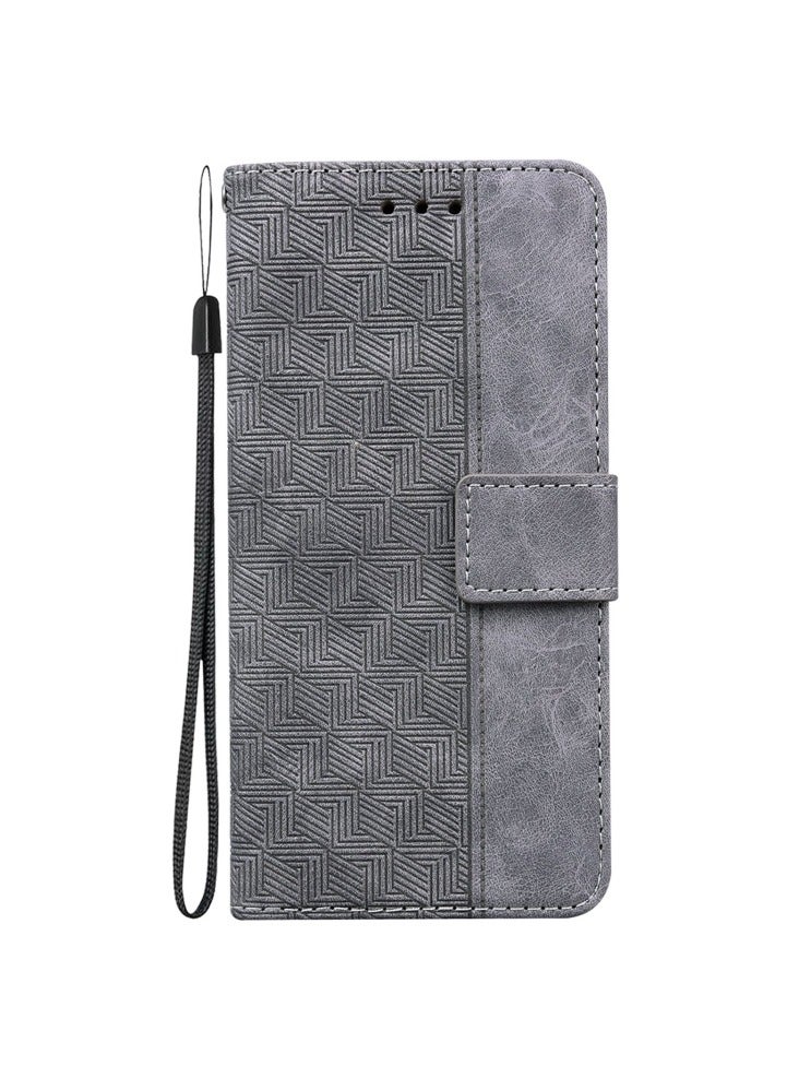 حافظة هاتف انفينيكس هوت 9 نوت 7 لايت من الجلد المنقوش بشكل هندسي باللون الرمادي - Image 5