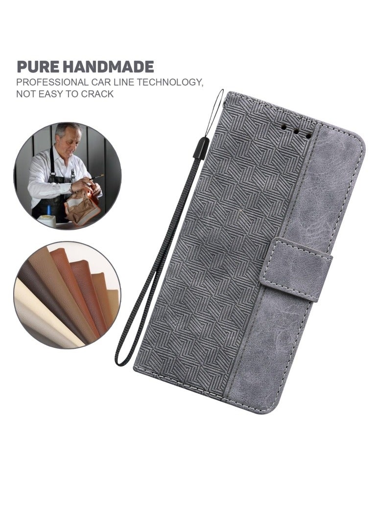 حافظة هاتف انفينيكس هوت 9 نوت 7 لايت من الجلد المنقوش بشكل هندسي باللون الرمادي - Image 2