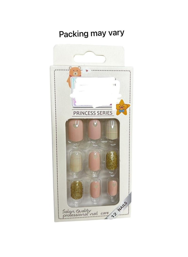 Generic 12 Pack Kids False Nails - Unique Design Double-Sided Adhesive 