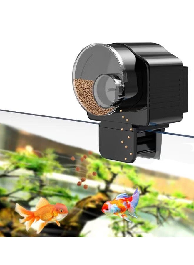 إيليلي وحدة تغذية الأسماك الأوتوماتيكية، 60 مل، وحدة تغذية الأسماك الأوتوماتيكية المقاومة للرطوبة، موزع جزيئات مؤقت التغذية القابل للتعديل (البطارية غير متضمنة)، مؤقت حوض السمك الرقمي للتغذية التلقائية في العطلات أو العطلات - Image 1