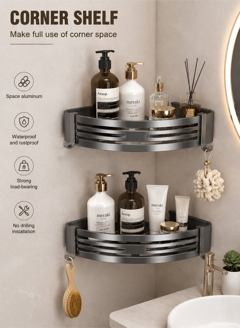 Joybos No-Drill Over Toilet Bathroom Storage Rack – Double Layer Wall Mounted Organizer Shelf, Waterproof Space Saving Bathroom Shelf, Heavy Duty Bathroom Storage Rack Grey - Image 1