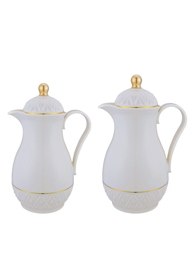 REEM 2-Piece Tea/Coffee Flask Set 0.6L & 1L Beige/Gold