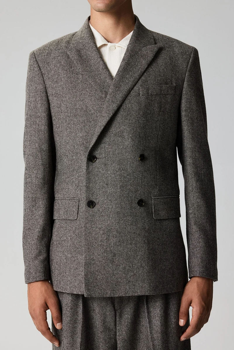 H&M Regular Fit Wool-Blend Double-Breasted Jacket
