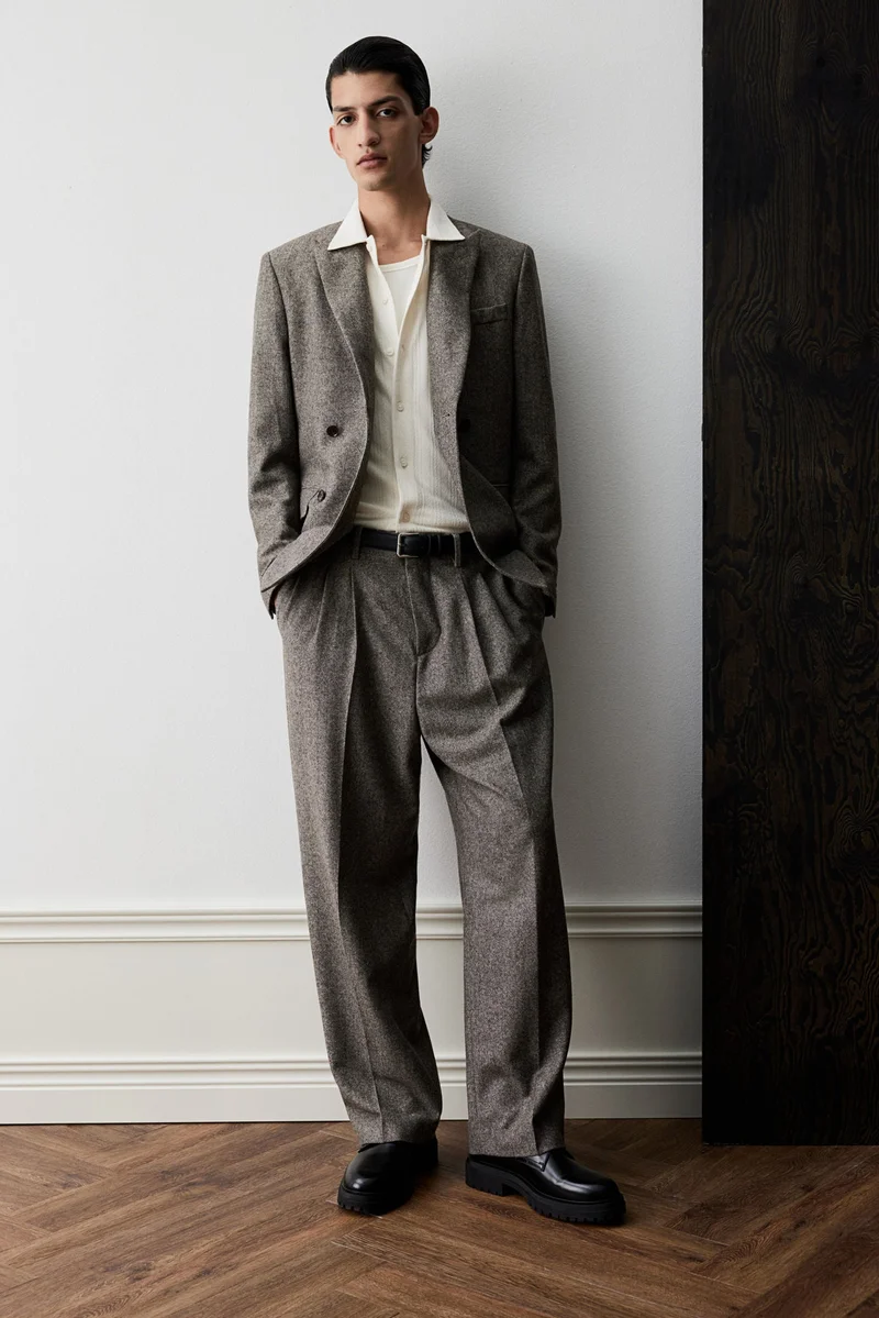 H&M Regular Fit Wool-Blend Double-Breasted Jacket