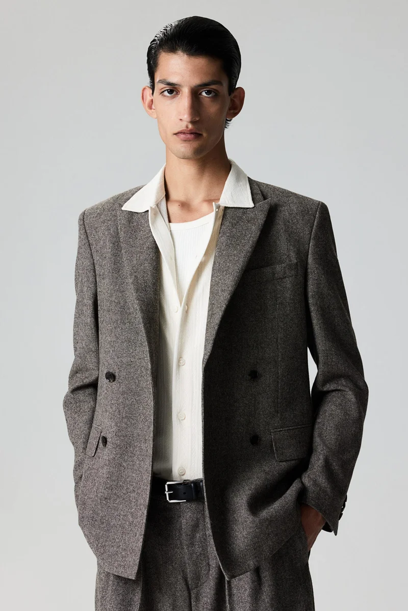 H&M Regular Fit Wool-Blend Double-Breasted Jacket
