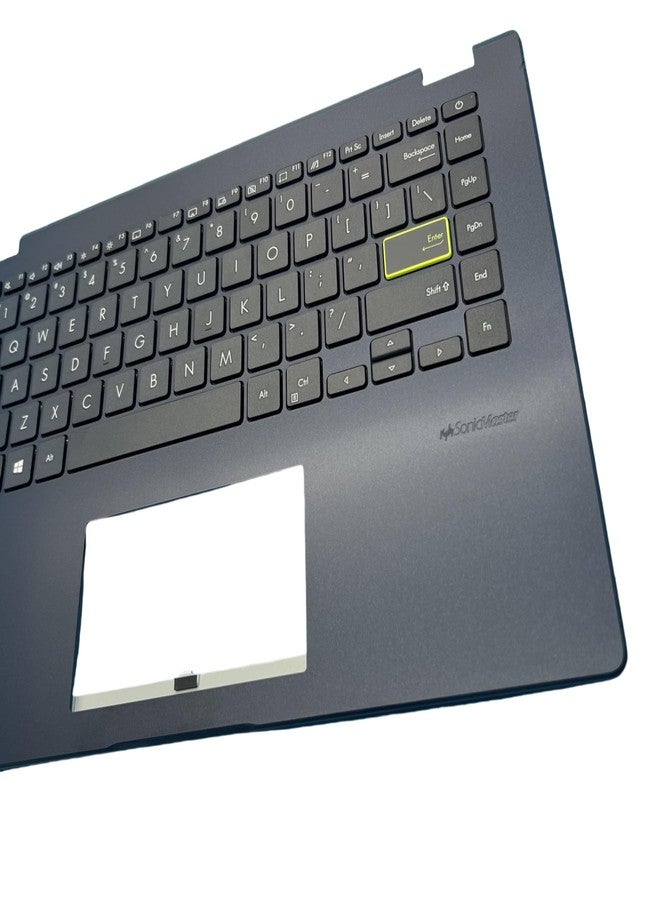 لوحة مفاتيح جديدة من YIJIATech لأجهزة الكمبيوتر المحمولة ASUS Hard Rock E410 وE410M وE410E، بتصميم أمريكي، رقم الموديل AEXKSU00050 ASM19C83US-920 0KNB0-210AAUS00 1KAHZZU025N، مع غطاء أزرق على شكل حرف C وأغطية مفاتيح سوداء. - Image 4