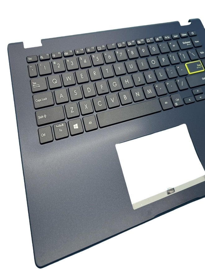 لوحة مفاتيح جديدة من YIJIATech لأجهزة الكمبيوتر المحمولة ASUS Hard Rock E410 وE410M وE410E، بتصميم أمريكي، رقم الموديل AEXKSU00050 ASM19C83US-920 0KNB0-210AAUS00 1KAHZZU025N، مع غطاء أزرق على شكل حرف C وأغطية مفاتيح سوداء. - Image 3
