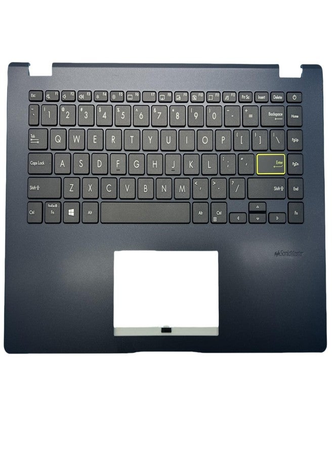 لوحة مفاتيح جديدة من YIJIATech لأجهزة الكمبيوتر المحمولة ASUS Hard Rock E410 وE410M وE410E، بتصميم أمريكي، رقم الموديل AEXKSU00050 ASM19C83US-920 0KNB0-210AAUS00 1KAHZZU025N، مع غطاء أزرق على شكل حرف C وأغطية مفاتيح سوداء. - Image 1