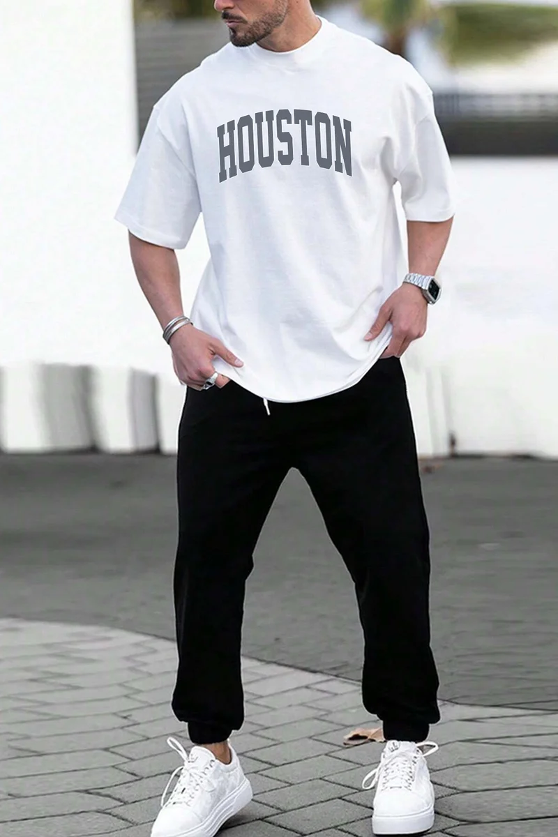 ONLYTRENDWEAR Unisex Houston 2-Piece Tracksuit Set S.m. White