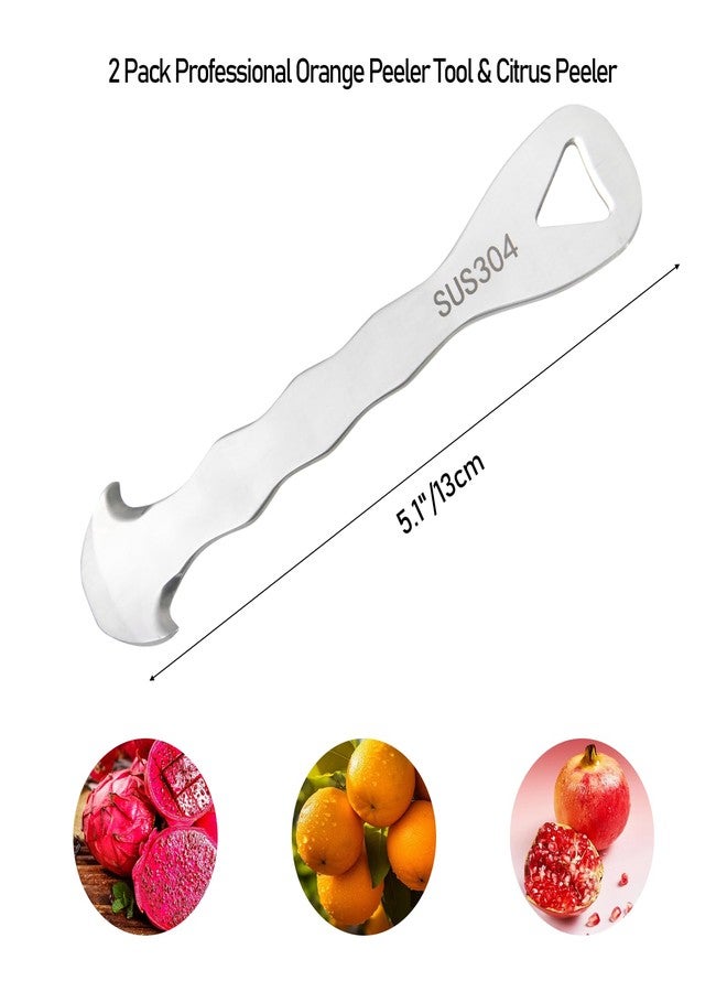 KIBBEH 2 Pack Professional Orange Peeler Tool & Citrus Peeler Tool - 304 Stainless Steel pelador de naranjas with Grip Handle, 5.1" Ergonomic Fruit Skin Remover for Naranjas, Pomelo & Exotic Fruits - Image 5