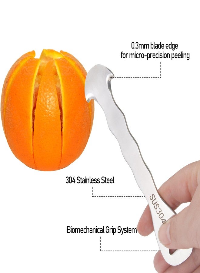 KIBBEH 2 Pack Professional Orange Peeler Tool & Citrus Peeler Tool - 304 Stainless Steel pelador de naranjas with Grip Handle, 5.1" Ergonomic Fruit Skin Remover for Naranjas, Pomelo & Exotic Fruits - Image 4