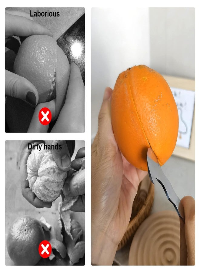 KIBBEH 2 Pack Professional Orange Peeler Tool & Citrus Peeler Tool - 304 Stainless Steel pelador de naranjas with Grip Handle, 5.1" Ergonomic Fruit Skin Remover for Naranjas, Pomelo & Exotic Fruits - Image 2