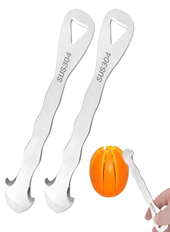 KIBBEH 2 Pack Professional Orange Peeler Tool & Citrus Peeler Tool - 304 Stainless Steel pelador de naranjas with Grip Handle, 5.1" Ergonomic Fruit Skin Remover for Naranjas, Pomelo & Exotic Fruits - Image 1