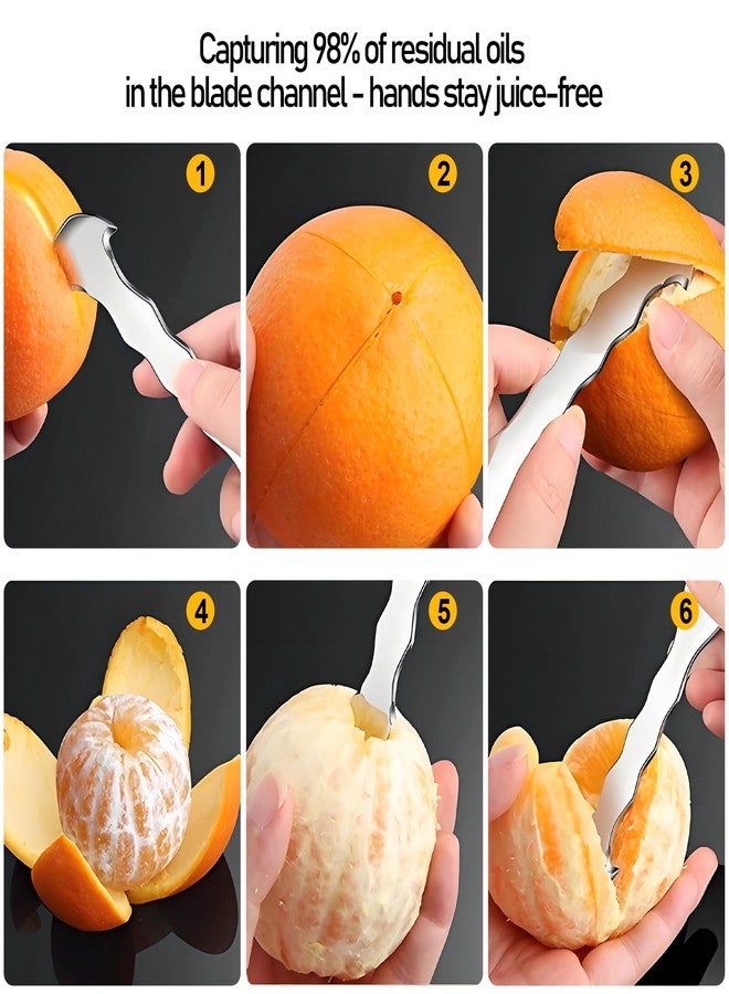 KIBBEH 2 Pack Professional Orange Peeler Tool & Citrus Peeler Tool - 304 Stainless Steel pelador de naranjas with Grip Handle, 5.1" Ergonomic Fruit Skin Remover for Naranjas, Pomelo & Exotic Fruits - Image 3