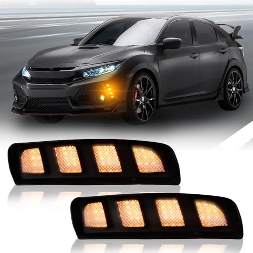 BINQIGOO LED Daytime Running Light Front Bumper Fog Light, Switchback White DRL Amber Sequential Turn Signal, Compatible with Honda Civic Type R 2017-2021 - Image 1
